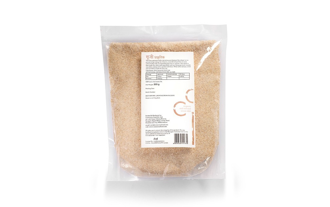 Conscious Food Sprouted Semolina Wheat Suji Natural   Pack  500 grams